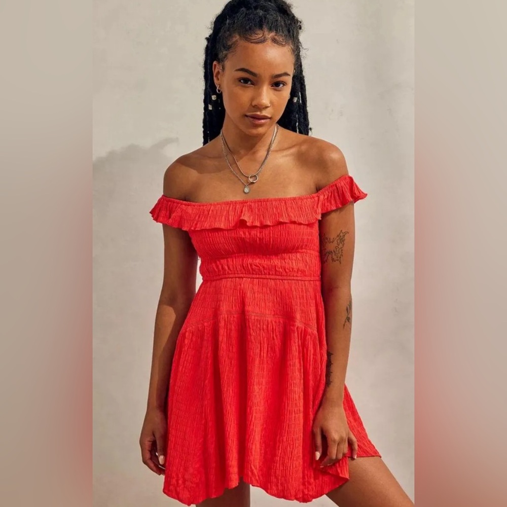 Urban Outfitters Off Shoulder Red Mini Dress